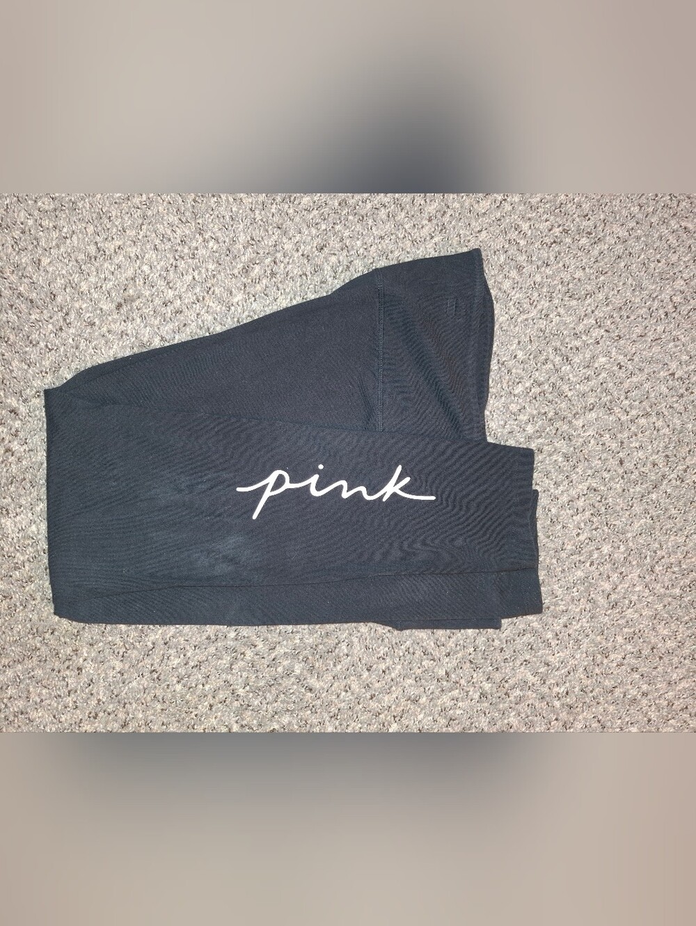 PINK Victoria's Secret Black Leggings with White Script Logo